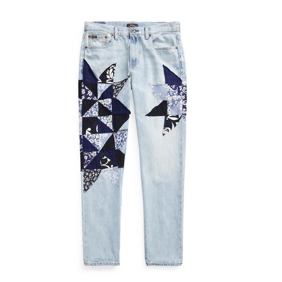 Polo Ralph Lauren BLUE Women's Quilted Patchwork Boyfriend Jeans - Picture 1 of 6
